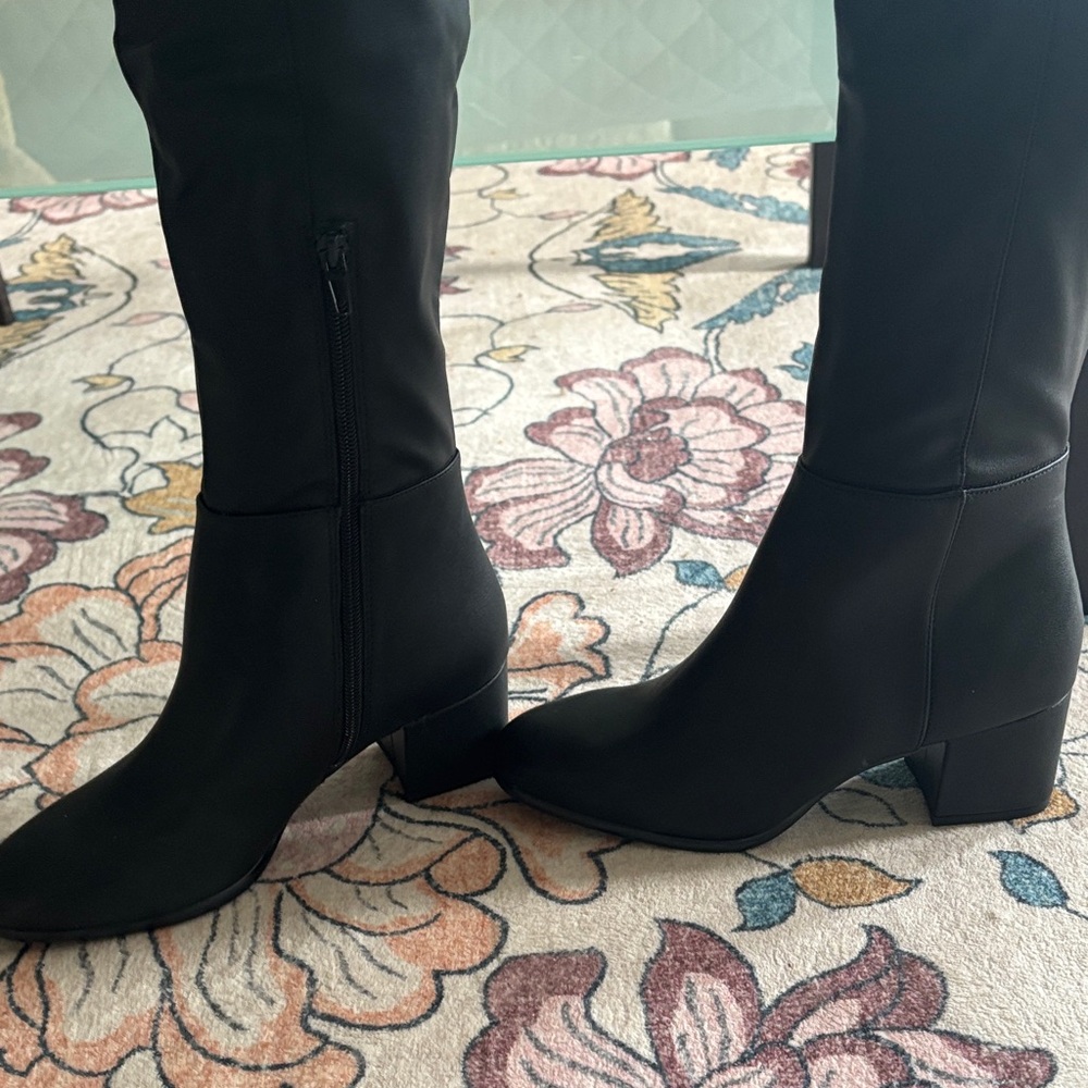 Matt & Nat black leather tall fold over Boots - Picture 4 of 12